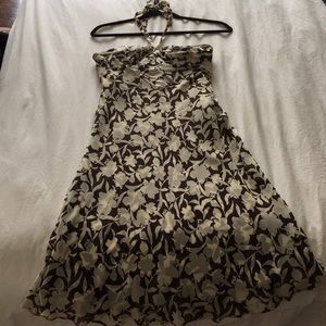 Ann Taylor Brown and cream print halter dress